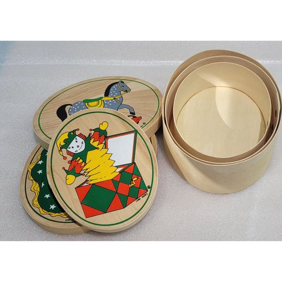 Lynn Gates Nesting Box Set of 3 Oval Painted Toys Doll Rocking Horse Jack in Box - Picture 5 of 8